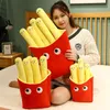 Fried French Chips Red Bag Plushie Stuffed Smiling Face 5 Sticks Food Pillow Snack Funny Decorative Nap Sleeping Gift 240131