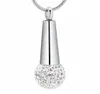 IJD11732 Rostfritt stål Crystal Microphone Fashion Memorial Hold Cremation för Ashes Urn Pendant Necklace Jewelry25816861199271