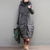 Inverno nuove donne alla moda lunghezza estesa al ginocchio calore piumino spesso tasca grande senza lavaggio paillettes cappotto