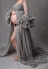 Durchsichtiges Umstandskleid für Fotoshooting, Dirty Rose-Umstandskleid, Schwangerschafts-Dirty Pink-Perspektive, Tüll-Umstandsfotoshooting-Kleid mit Schleppe