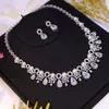 Gorgeous Cubic Zirconia Stone Pearl Choker Necklace Earrings Set for Women Wedding Bridal Costume Jewelry 240119