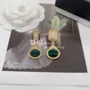 Chique Emerald Oorrings Vintage Drop Stud Square Pearl -oorbellen Luxe diamant stud verlovingsgeschenk met doos