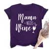 Women's T Shirts Mama Needs Wine Shirt Summer Fashion Women Mom Gift Tees Tops Slogan Funny Goth Vintage Grunge Aesthetic Tshirt