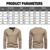 Herbst Herren Henley-Kragen langärmelige T-Shirts solide lässige Top einreihige T-Shirt weiche Bodenbildung Shirt 240123