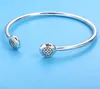 Factory price Authentic 925 Sterling Silver Bangle Signature With Crystal Open Bracelet Bangle Fit Women Bead Charm DIY Jewelry8012432