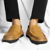 Nieuwe heren Yello-Brown Spring Loafers Slip-on Casual Brand Light Business Men Soft Bottom Simple Shoes 2414