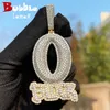 Bubble Letter Iced Out O Block Pendant Real Gold Plated Cubic Zirconia Micro Pave Hip Hop Jewelry 240122