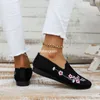 Summer Soft Embroider Flats for Women SlipOn Breathable Knitting Sneakers Womans Chinese Style Flowers Casual Shoes 2024 Trend 240202