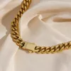 Stainless Steel PVD Plating Gold Cuban Chain Choker Necklace For Women Steel Chain Necklace Jewelry 240122