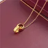 2024 womens necklace for woman love jewelry gold pendant dual ring stainless steel jewlery fashion oval interlocking rings Clavicular chain necklaces designerQ21