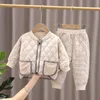 Winter Children Keep Warm Clothes autumn Kids Boys Girls Thicken Cotton Jacket Pants 2Pcssets Baby Infant Casual Tracksuits 240118