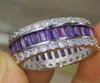 Hela professionella lyxiga juveler Princess Cut 925 Sterling Silver Amethyst Gemstones CZ Diamond Wedding Lover Band Ring Gift 5834191