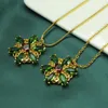 Valily Necklacetogether i Paris Emerald Stone Flower Necklace Lost Princess Inspired Pendant for Women 240202