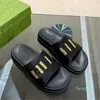 Tasarımcı Sandallar Platformu Slaytlar için Slaytlar Deri Bayanlar Klasik Kalın Tal Donantı Kadın Moda Ayakkabıları Boyut 35-42