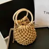 Totes Woman Girl Fasionable Woven andbag Beac Style Wood andle Drawstring Bucket Bag For Daily Life and VacationH24219