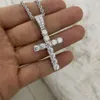 Hq Gems 26 x 50 mm Kreuz-Anhänger aus 925er Sterlingsilber mit VVS-Moissanit-Diamant-Chian-Halskette