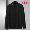 Polos masculinos manga longa camisa polo masculina primavera outono camisas plus size 10xl 11xl moda casual topos masculino grande