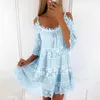 Designer women's clothing Princess Style gold Dress Off Shoulder Lace Strap Dress Casual Solid Loose Fit Dress Embroidery Flowers dresses summer white dressL7ED