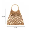 Totes andmade Women andbag Coon Rope Woven Mes Bag Summer ollow Straw Beac Bags Boemian Wooden andle Knied Female NetH24218