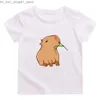 T-shirts Capybara Esthétique Manga T-shirts Mignon Dessin Animé Bande Dessinée T-shirt Mode 100% Coton Anime T-shirt High Street Garçons/filles T-shirt Q240218