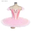 Bühnenkleidung BLL009 Rosa Spandex klassischer Ballett-Tanz-Tutu vorprofessionelles Pfannkuchenkleid für Kinder und Erwachsene