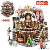 Block 2506 st City Street View Mini Architecture Christmas Cafe House Building Block Friends Shop -siffror Bricks Toys For Kids Gifts