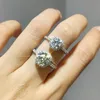 100% Rings 1CT 2CT 3CT Brilliant Diamond Halo Engagement For Women Girls Promise Gift Sterling Silver Jewelry 240202