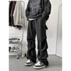 Men's Pants Plus Size 5XL-M High Street Pleated Overalls Fashion Loose Straight Casual Male Solid Color Trousers Spring