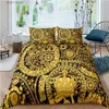 Ensembles de literie Ensemble de housse de couette imprimé Lion doré 3D, Art moderne baroque de luxe, ensemble de literie 2/3 pièces AU/EU/UK/US Queen et King Size T240218