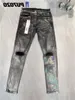 Märke jeans 24SS MENS PURPLE DESIGNER JEANS Fashion Distressed Ripped Bikers Womens Denim Cargo For Men B L O E