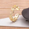 Anelli di fascia di alta qualità zircone zoo di zoolt forma intarsiata apertura di strass apertura ad anello in oro giallo regolabile da donna squisito gioiello anniversario regalo romantico