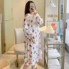 Mulheres sleepwear manga bonito quente inverno nightgowns 2024 plus longo nightdress mulheres veludo noite tamanho vestido para flanela coral 5xl grosso