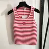 Embroidered Striped Knits Vest Women Designer Tops Sleeveless Tank Top Fashion Knitted T Shirts For Girl