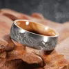 8mm Mountain Scene Ring Brushed Wooden Mens Wedding Band Olive Pure Anniversary 240125