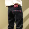 Męskie dżinsy rozciągają złamane spodnie chude man kowbojskie spodnie elastyczne z otworami Slim Fit podarta Zryta ciasna rura stylowa w XS
