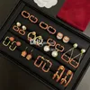 Rotes Strasssteinkristall baumeln 11 Styles Sammlung Trendy Briefe plattierte Perle Ohrringe Charms Bolzen mit Geschenkbox