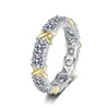 Luksusowy S925 Srebrny Platinum PT950 Classic Cross Twocolor Row Diamond Pierścień dla kobiet 240130