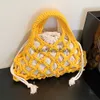 Totes Fil de coton Mini sac à poignée supérieure Mode Crochet Maille Boho Sac fourre-tout Personnalité Tissé Vacances d'été Esthétique Summer BeachH24219