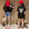 T-shirt 2023 Ragazze Kawaii T-shirt Cute Rabbit 5 6 7 8 9 10 anni T-shirt per ragazze Bambini T-shirt a maniche corte T-shirt per bambini Cartoon Casual Top Q240218