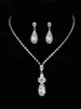 New Crystal Water Drop Bridal Wedding Jewelry Sets Rhinestone Necklace Earrings Jewelry Set Gifts For Bridesmaids High quality8415320