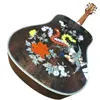41 -calowa lufa pełna lity drewno prawdziwe abalone inkrustowany gitara z drewna akustycznego