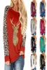 Plus Size Women Sweater Christmas Deer Sequined Leopard Patchwork Color Round Neck Long Sleeve Tshirt 2020 Autumn Winter Clothes 3516776