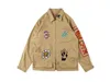 Autumn Winter Coats Heavyweight Embroidered Loose Khaki Workwear Jacket for Men