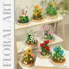 Blocks Bouquet Potted Building Blocks Sets Rose Chrysanthemum Orchid Succulents Bricks Model Romantic Assembly Toy Girl Christmas Gifts