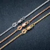 Kettingen Echte 18K Wit Gouden Ketting Voor Vrouwen Mannen 2.2 Mm Vierkante Box Link Ketting 18/20/22/24 Inch Lengte