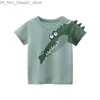 T-shirty 2024 Summer dzieci 3D Cartoon T-shirt for Boy Animal Printing Dinosaur Shark chłopcy T-koszul