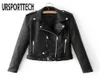 Autumn Women Pu Leather Jacket Woman Zipper Belt Short Coat Female Punk Bomber Faux Leather Jackets Women Outwear XXXL 210526934990