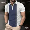 MenS Polo Shirt Stripe Print Simple Male Clothing Summer Casual Short Sleeve Loose Oversize Fashion Breath Sweatshirt 240119