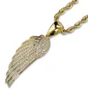 18k Gold White Gold Iced Out CZ Zirconia Lovers Angel Wing Necklace Chain Hip Hop Feather Wing Rapper smycken gåvor till CO4182758