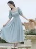 Party Dresses French Backless Romantic Blue Chic Dress Mori Girl Princess Embroidered Fairy Cottage Bow Women Medieval For Prom